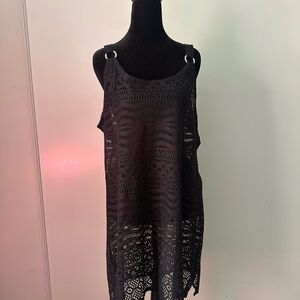 Dotti Black Crochet Cover-Up Dress | Size M